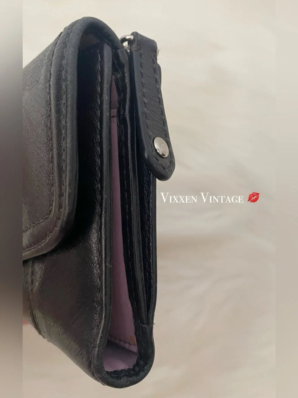 VINTAGE Y2K COACH ‘MADISON LEATHER ENVELOPE TRI-FOLD WALLET’ IN BLACK - Picture 10 of 14